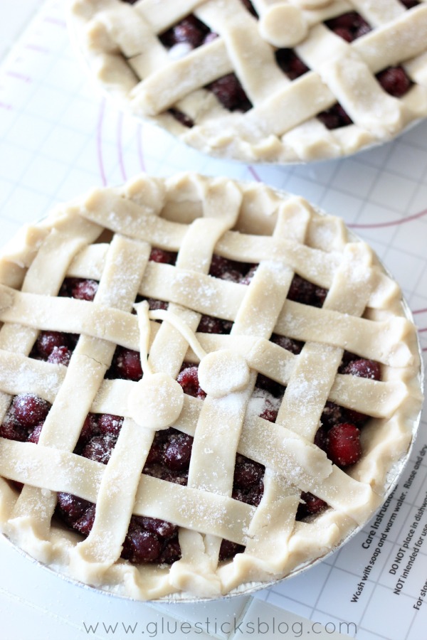 unbaked cherry pie with lattice top