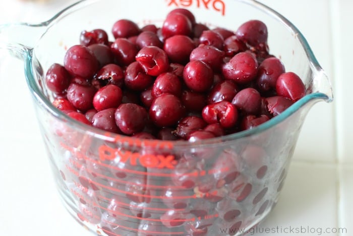 bowl of pitted cherries
