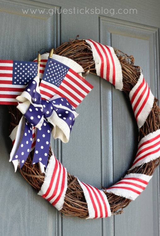 patriotic wreath on front door