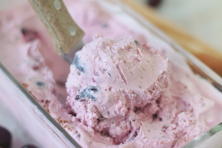 scoop of black cherry ice cream