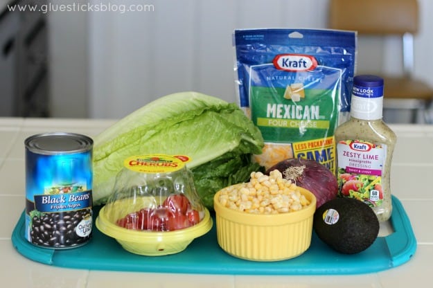 salad ingredients on the counter