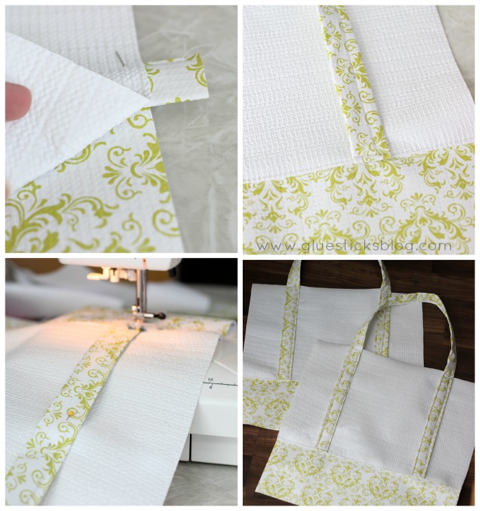 shelf liner sewn into tote bag