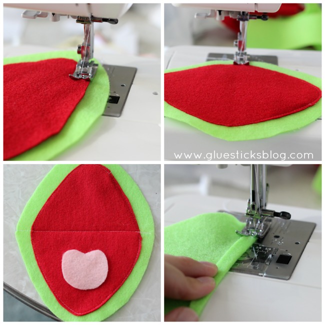 sewing machine stitching frog puppet