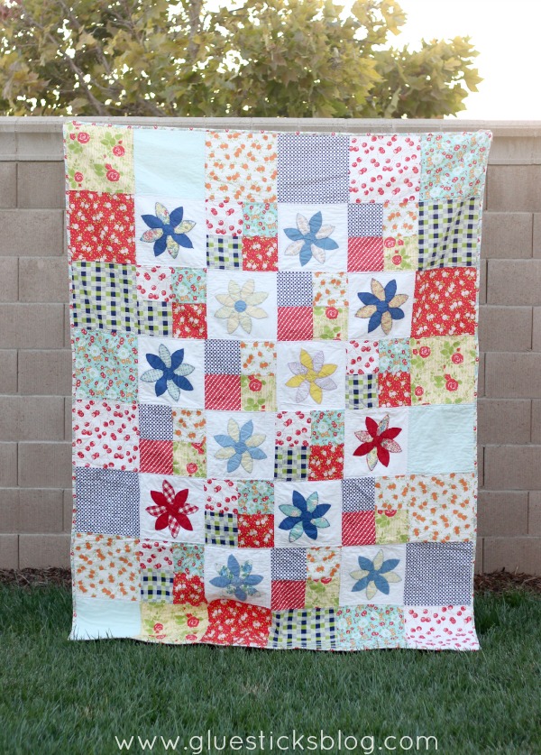 quilt front with homemade appliques