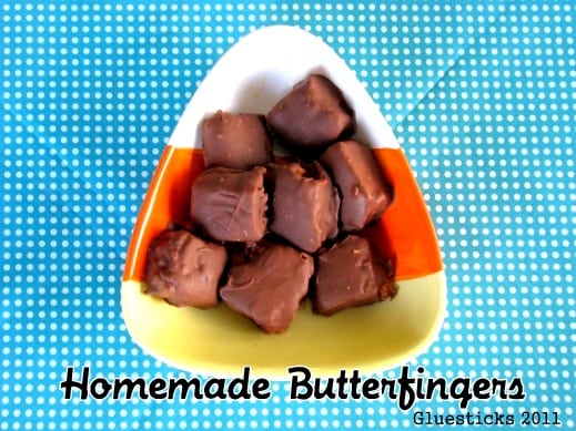 Homemade Butterfingers made out of candy corn