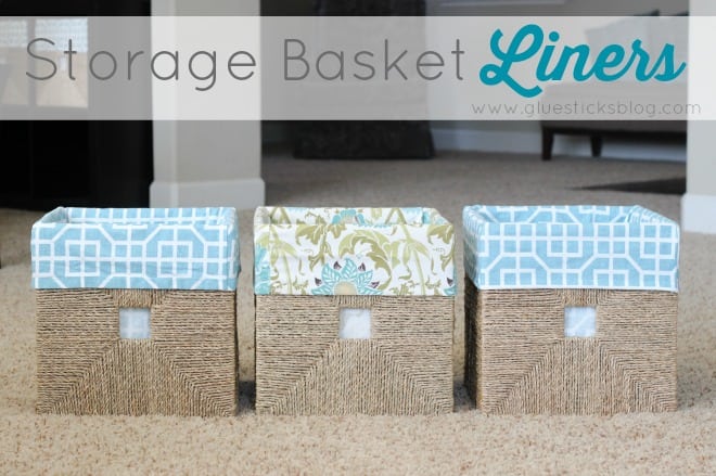 3 baskets with fabric liners