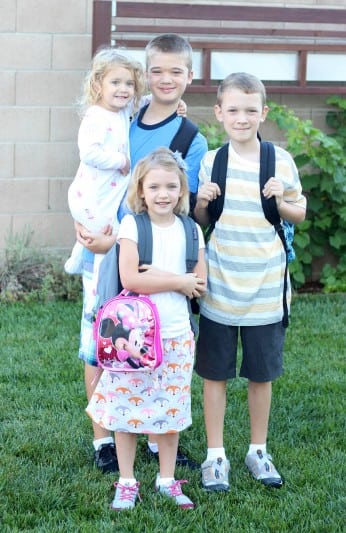4 kids on the first day of school