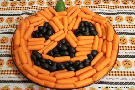 pumpkin made out of carrot slices and olives
