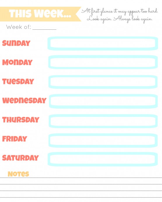Week at a Glance printable