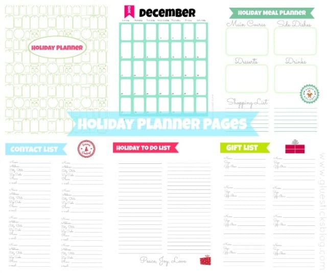 printable holiday planner sheets