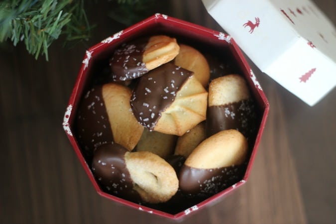 chocolate dipped danish cookies in gift box