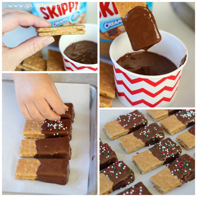 Peanut Butter Graham Cracker Sandwiches Dipped In Chocolate