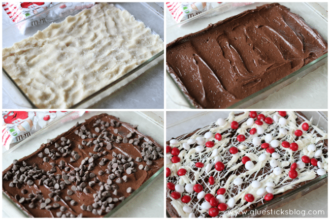 These black and white peppermint brownies combine a sugar cookie, brownie,two types of chocolate, and M&Ms White Chocolate Peppermint Candies. Absolutely beautiful and perfect to give to friends this holiday season!