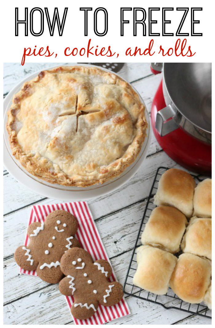 Tips and tricks for making and freezing baked goods. How to freeze pies, cookies and rolls. This especially comes in handy during the holidays! Bake a variety of treats in one day and freeze for parties and family dinners!