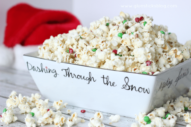 Sweet, salty, and crunchy. Santa's white chocolate popcorn is absolutely the perfect treat to leave out on Christmas Eve!