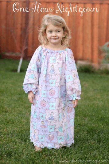 1 Hour Girls Nightgown Tutorial: NO Zipper or Buttons! - Gluesticks Blog