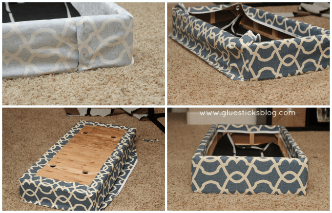 These step by step photos will show you how to reupholster a storage ottoman the quick and easy way! Breathe new life into an old ottoman with new fabric! This two hour project is great for beginners.