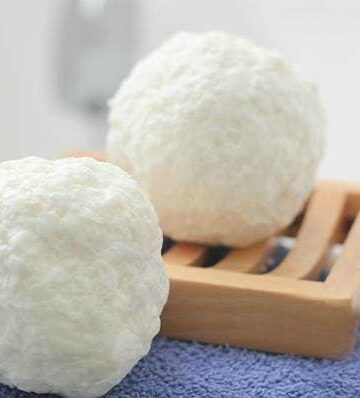 two balls of snowball soap