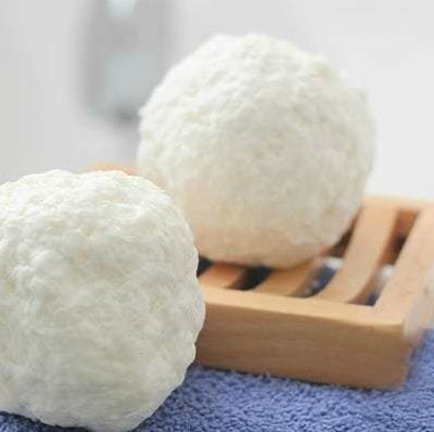 two balls of snowball soap