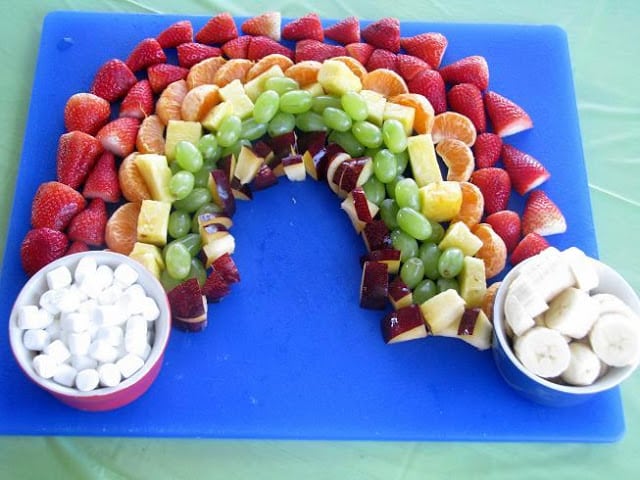 fruit rainbow platter for kids parties