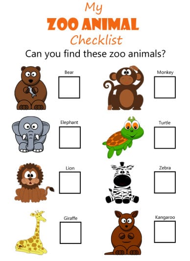 preschool zoo activities printable scavenger hunt