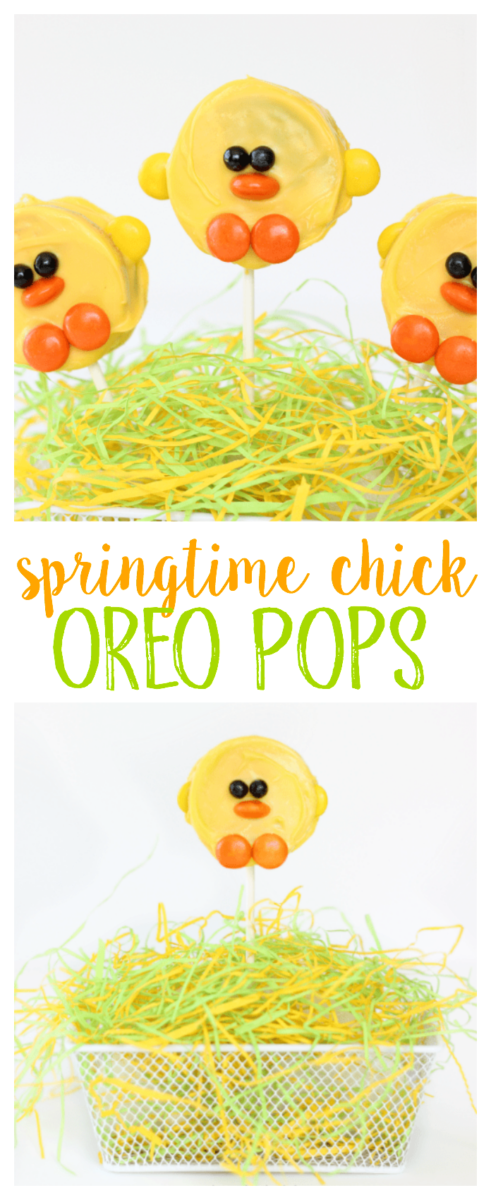 These chick oreo pops are so fun for spring! Yellow candy melts, and candy accents bring them to life! 