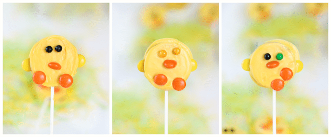 These chick oreo pops are so fun for spring! Yellow candy melts, and candy accents bring them to life!
