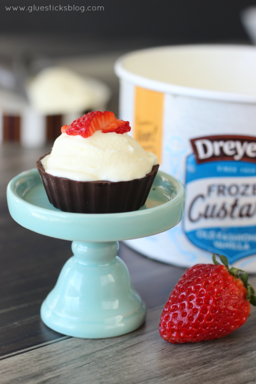 Make a decadent dessert in just minutes using frozen custard and pre-made chocolate cups!