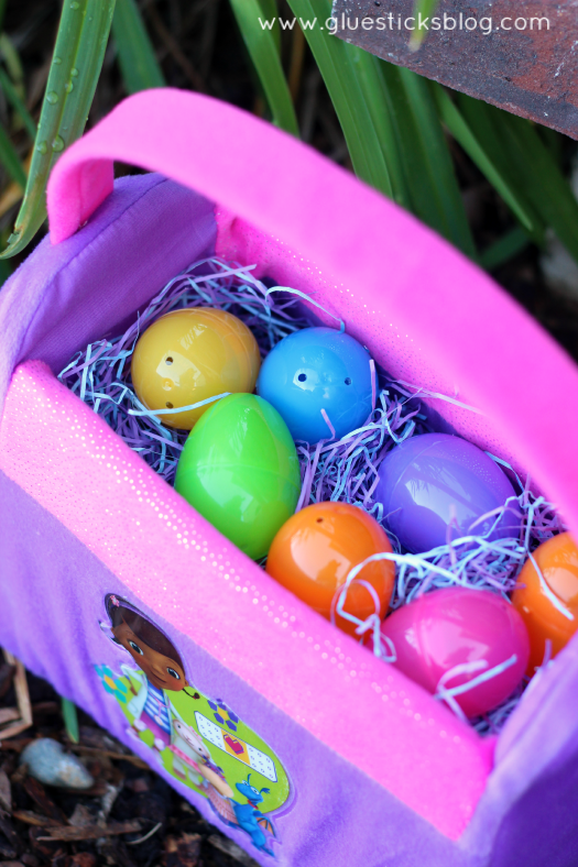 So many cute Easter basket ideas for girls who love Disney Junior and Doc McStuffins! Mini nail polish, stuffed lamb, coordinating fillers and a journal!