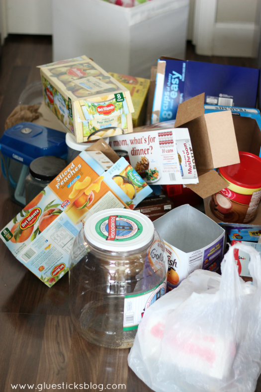 pile of boxes from pantry to be recycled