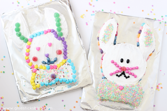 two decorated bunny cakes