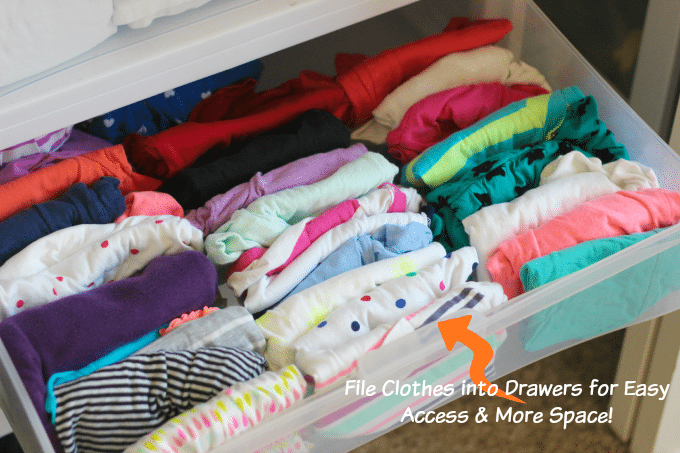 clothes filed into drawers