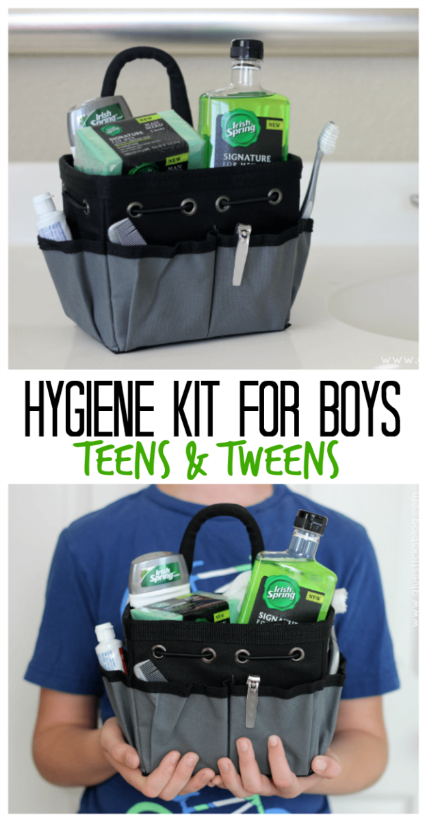 A simple grooming and hygiene kit for boys with lightly scented bath and body products that are perfect for tween and teenage boys.