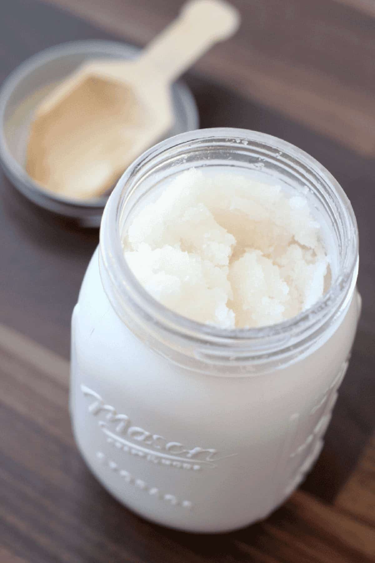 Jar of sugar scrub.