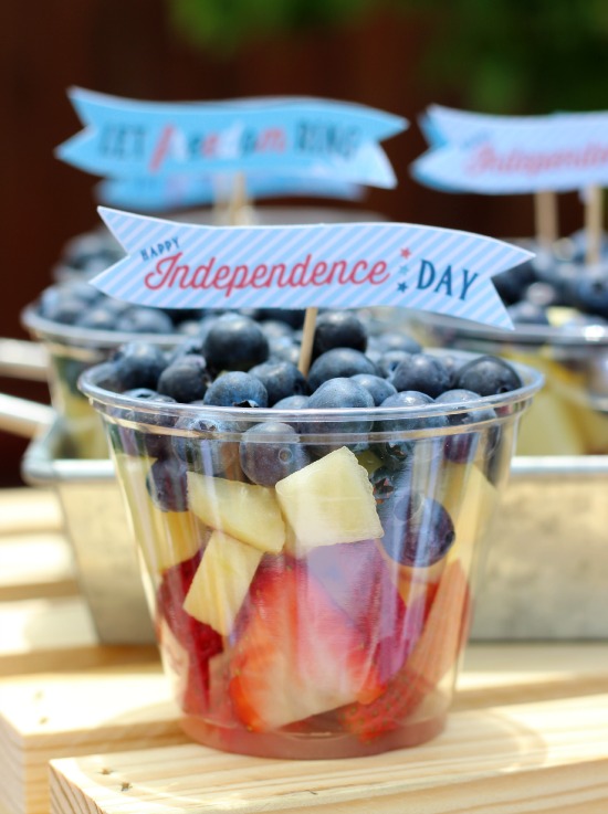 red white and blue fruit cups
