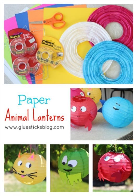 paper lanterns decorated to look like animals