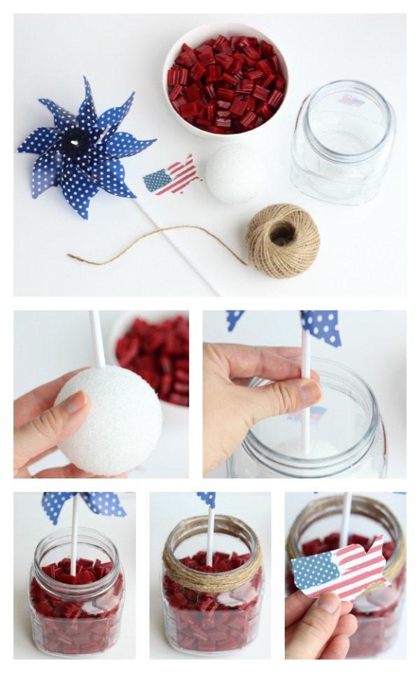 how to collage for making 4th of July centerpieces