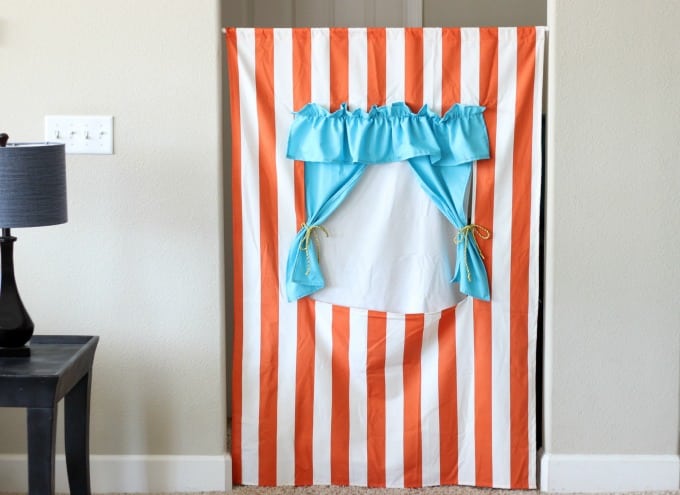 This doorway puppet theater is made to hang with a tension rod! It also folds up for easy storage and provides hours of imaginative play! Let the show begin!