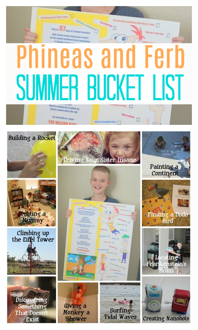 Make your summer a bit more memorable this year with a Phineas and Ferb summer bucket list! Build a rocket, fight a mummy and give a monkey a shower!
