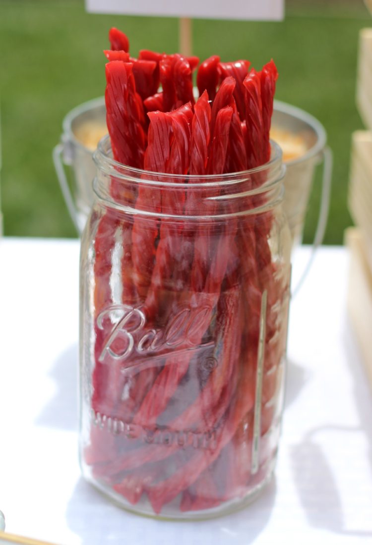 mason jar full of red licorice