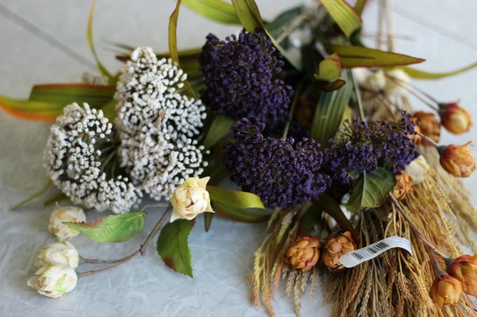 fall picks and stems for flower basket