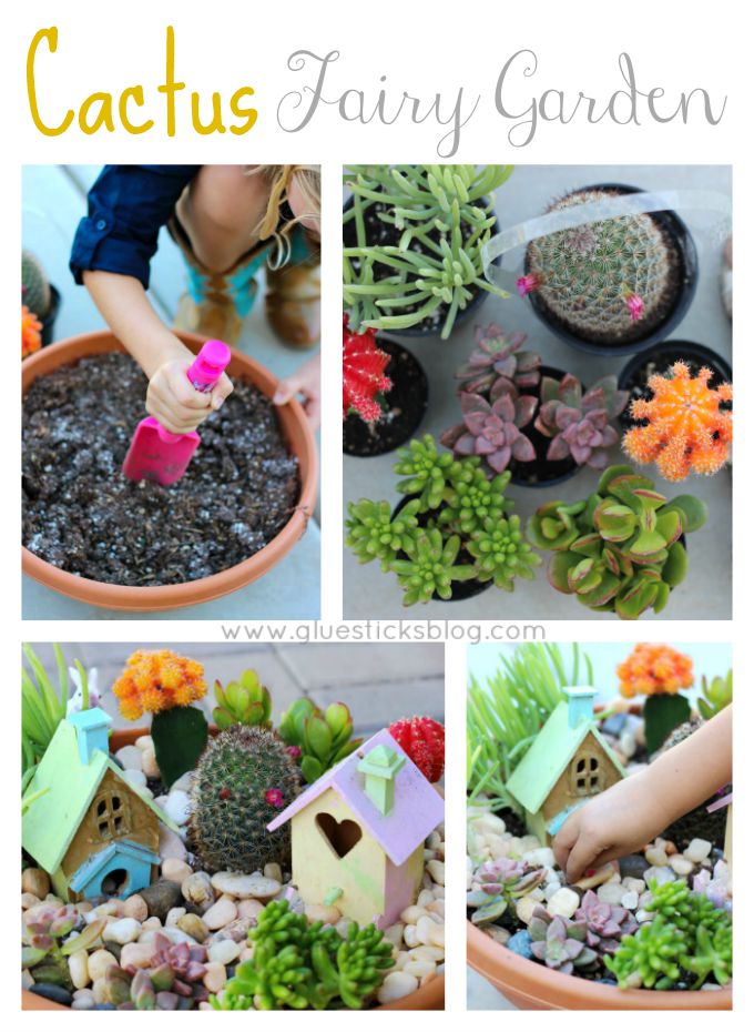 A cactus fairy garden is perfect for summer! It requires very little water, is easy to take care of, and brightens your porch all summer long! 