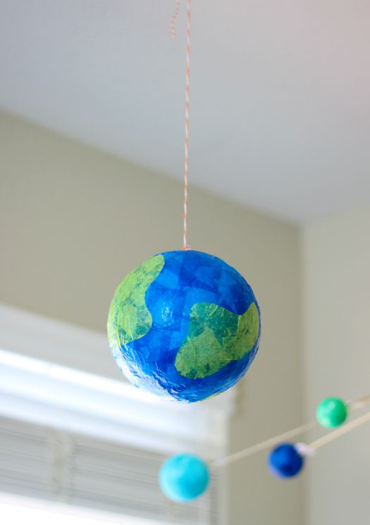 Tissue paper, a styrofoam ball, and a bit of glue is all you need to make a darling little globe craft. A fun craft for Earth Day or a solar system unit craft! Hang with a small hook and string from the ceiling for a fun way to display!