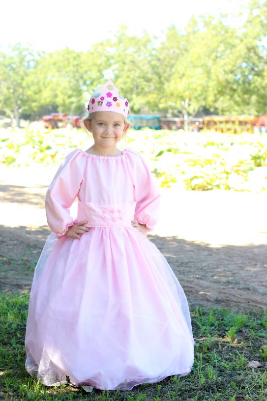 little girl wearing homemade princess dress