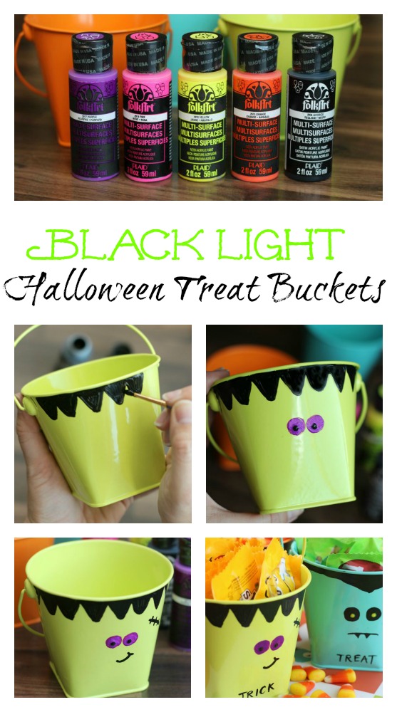 Black Light Halloween Treat Buckets