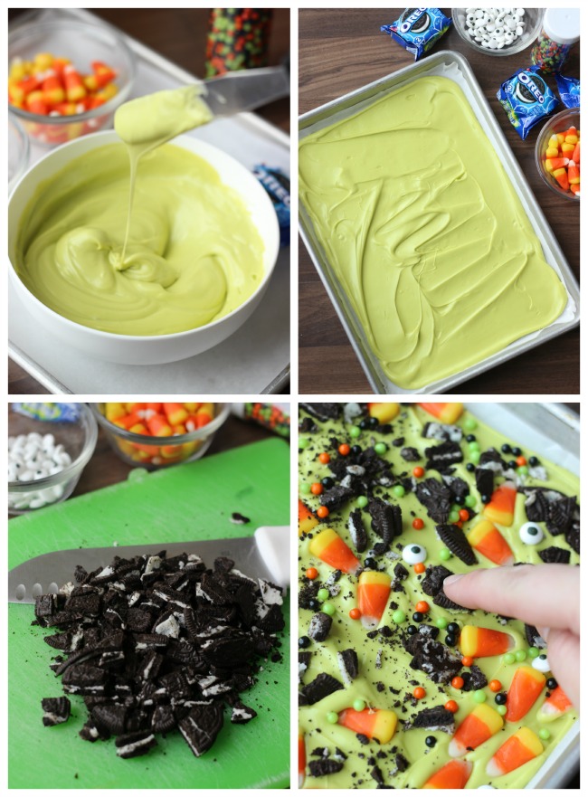 A not-so-spooky Halloween treat. Kids love helping in the kitchen and this Halloween Oreo bark is the perfect recipe to make with them! Make a batch this Halloween!