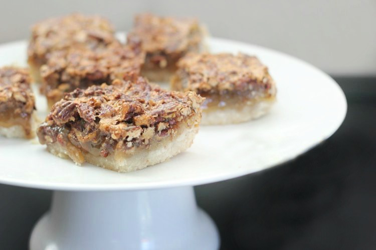 These pecan pie bars have all the rich delicious flavor of pie, but the ease of a bar. They are perfect to bring to a party because they are easy to serve, and each batch makes a nice 9×13 pan full. Bring them to your next holiday gathering, they’ll be gone fast!