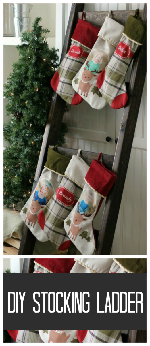 No mantel? No problem! This beautiful stocking ladder is perfect for hanging stockings with rustic charm. When Christmas is over you can use it to display quilts!