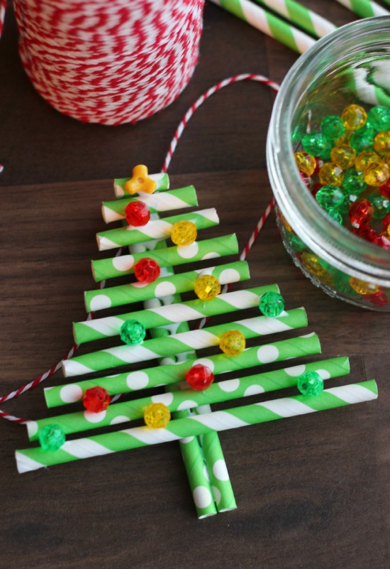 DIY Paper Straw Christmas Tree Ornament