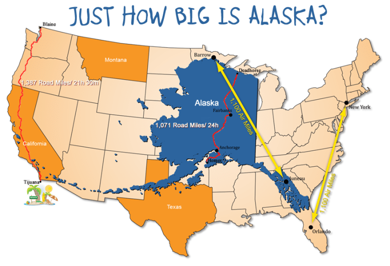 map showing how large Alaska is